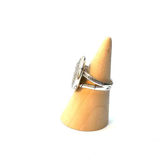 John Hardy Bamboo Sterling Silver Ring w/White Topaz — Size 7 Statement Ring EUC - Picture 6 of 9